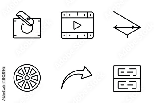 Abstract line icons representing video production, filmmaking, and creative media for production houses and content creators.
