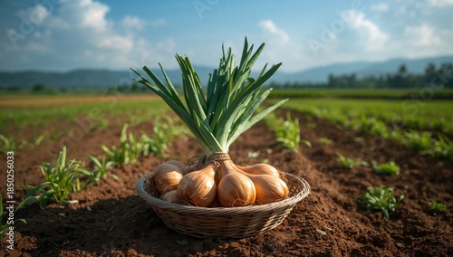 Onions grown in soil fields...