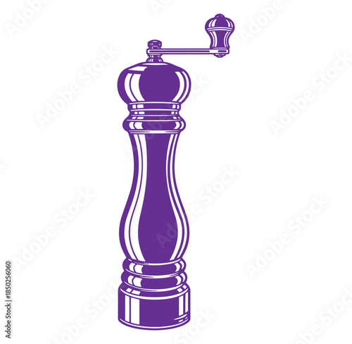 Purple pepper mill vector illustration isolated on white background for culinary and cooking concepts