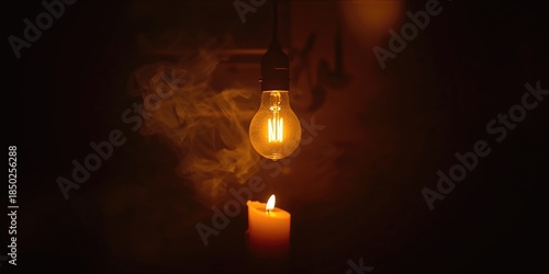 Light bulb with lit candle ...