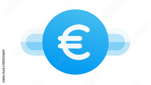 Modern vector illustration of a Euro currency symbol within a vibrant blue circle, representing financial transactions, digital payments, and economic concepts for global commerce