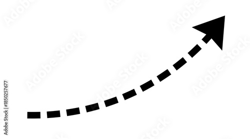 Schilderij op canvas Black dashed curved arrow icon