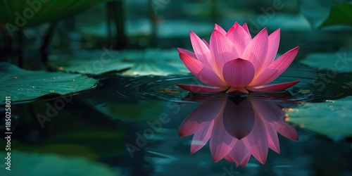 Lotus flower with broad lea...