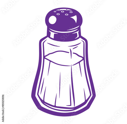 Stylized purple salt shaker vector illustration with outline for food and restaurant design
