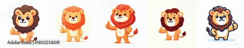 cute lion vector giving thumbs up