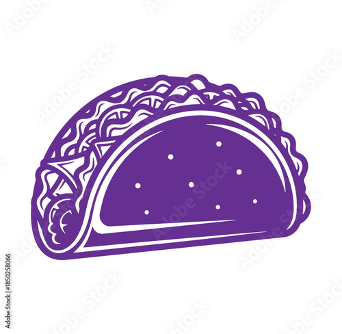 Simple purple taco illustration for restaurant menu or mexican food themed designs