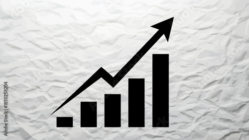 A black and white graph showing an upward trend 