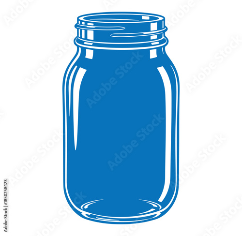 Vector illustration of a blue mason jar empty isolated on a white background