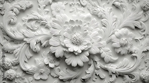 Detailed floral relief for classic interiors high resolution picture