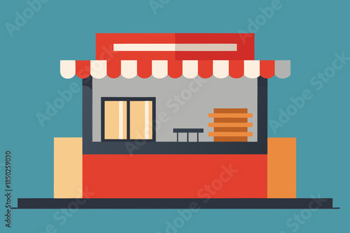 Minimalist Pop-Up Container Shop: Industrial Vector Design for Retail Business