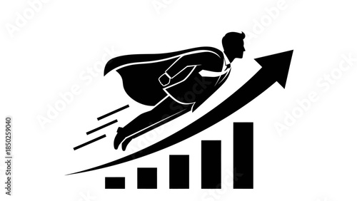 Business growth and success concept with dynamic character