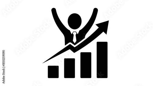 Business success and growth achievement icon