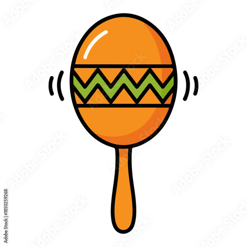 Colorful mexican maraca musical instrument shaking icon