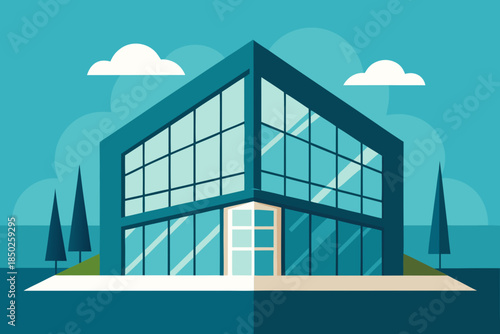 Contemporary Co-Working Space Building - Modern Glass and Steel Architecture for Collaborative Work