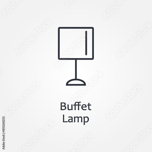 A clean and stylish black and white vector illustration of a buffet lamp. This minimalist line art design is perfect for interior design icons, furniture catalogs or home decor logos