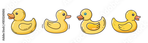 Cute yellow rubber duck icons for bath time and playful water fun.