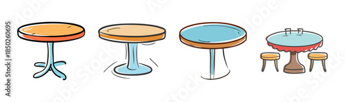 Round table and chairs icons for cafe, dining, and meeting spaces.