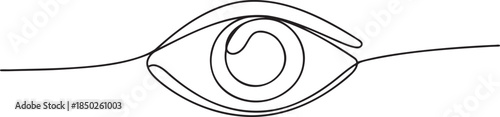 Continuous line drawing of a human eye with detailed pupil and iris concept
