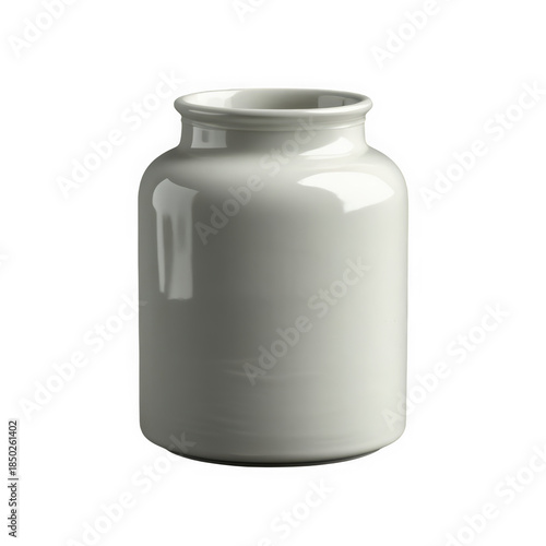 White ceramic milk jar vase on transparent background