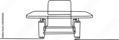 Continuous line drawing of an elegant armchair with rounded armrests and a comfortable backrest on transparent background