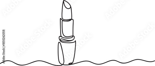 Continuous line drawing of lipstick tube for beauty and cosmetic products