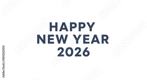 Happy New Year 2026 text on a clean white background.