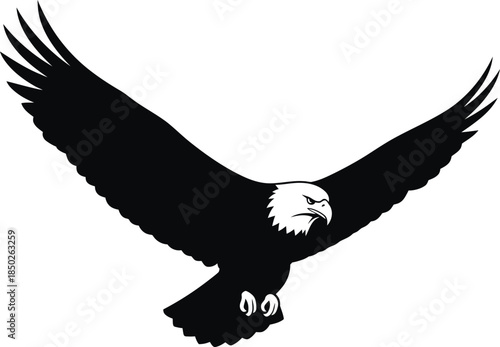 Black Eagle Flying Vector Illustration