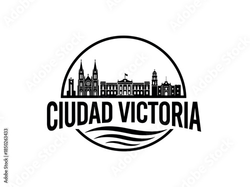 Ciudad Victoria city of Mexico skyline emblem with landmarks