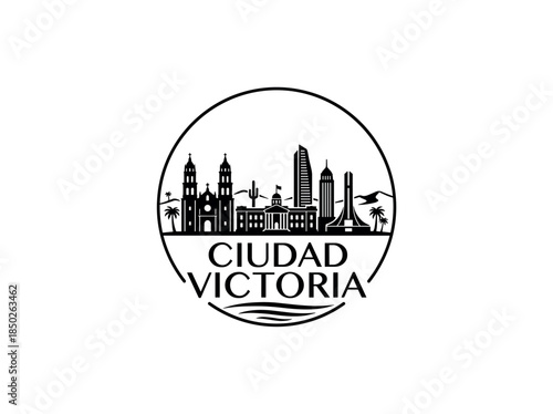 Ciudad Victoria city of Mexico skyline emblem with landmarks