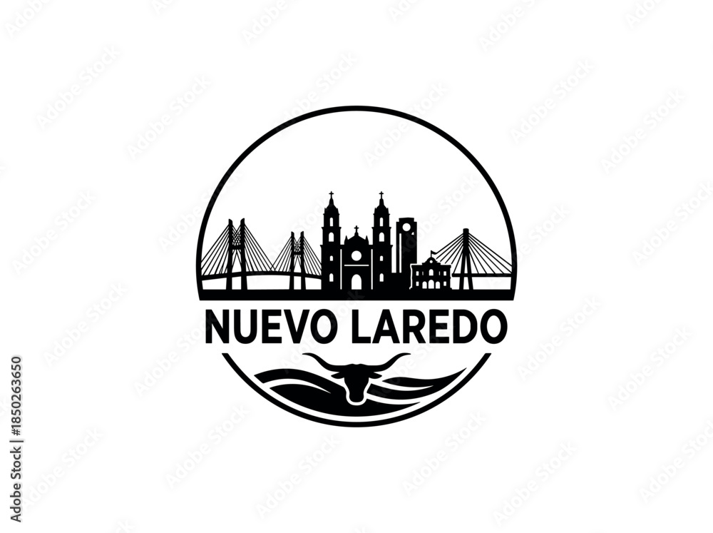 custom made wallpaper toronto digitalNuevo Laredo city of Mexico skyline emblem with landmarks