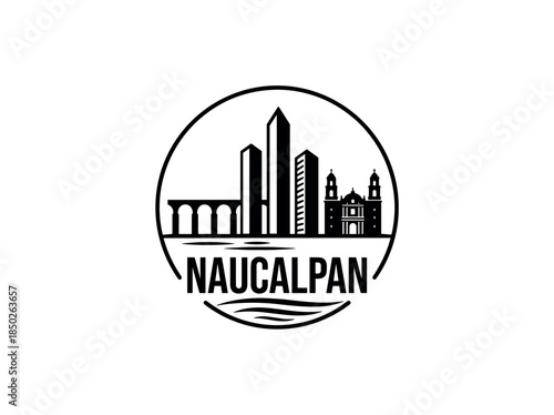 Naucalpan city of Mexico skyline emblem with landmarks