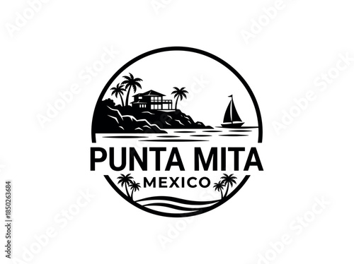 Punta Mita in Mexico vector logo 618091 zUG city of Mexico skyline emblem with landmarks