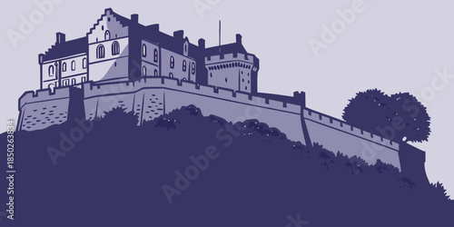 Stirling Castle medieval silhouette vector