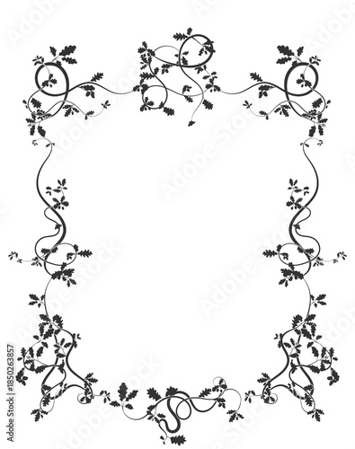 A frame for printing with oak tree branch vector