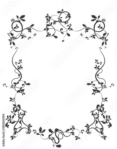 A frame for printing with oak tree branch vector