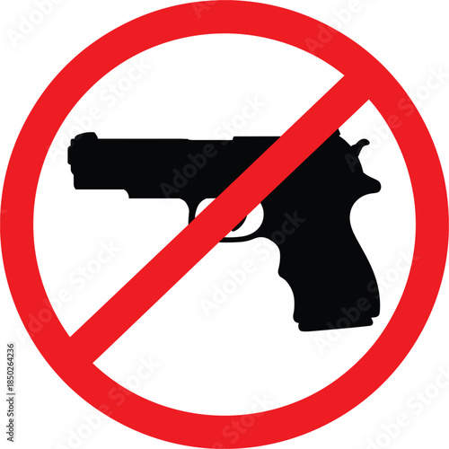 No guns allowed symbol with a pistol silhouette firearm weapon
