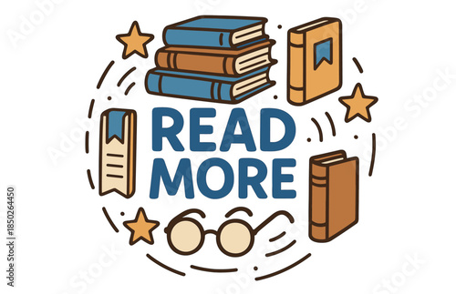 Read more motivation with books glasses and bookmarks