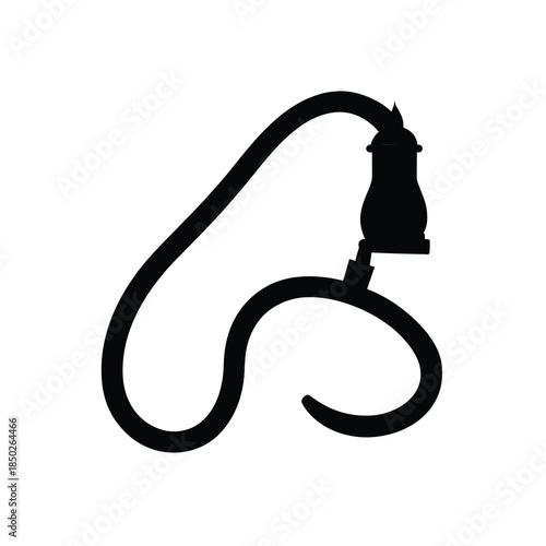 Anesthesia mask medical equipment icon in black and white silhouette, surgery device