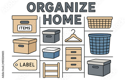 Organize home: storage solutions and containers for efficient space management