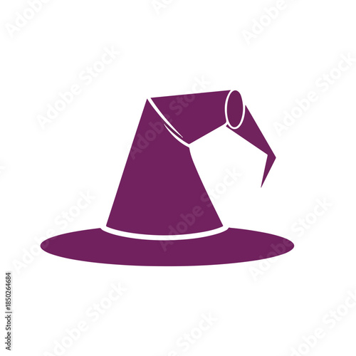 Purple witch hat with pointy tip and wide brim  