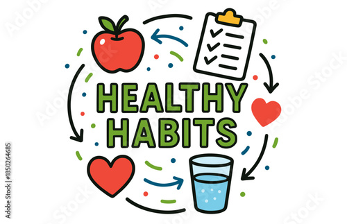 Healthy habits: nutrition, exercise, and balanced lifestyle theme
