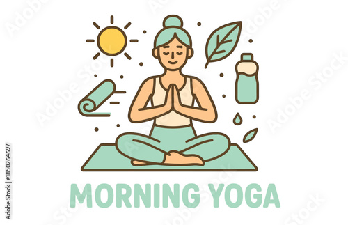 Caucasian female practicing morning yoga amidst nature with calm mindfulness