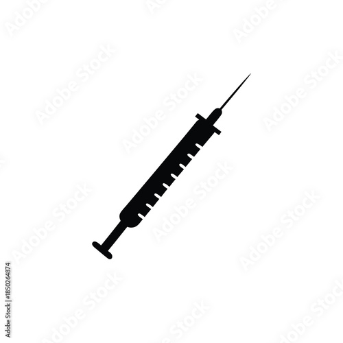 Medical syringe isolated on white background. vaccination healthcare concept black vector icon