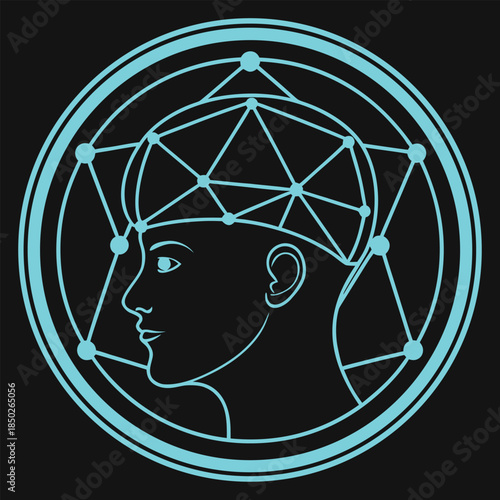 Stylized Human Head Profile with Geometric Network Overlay