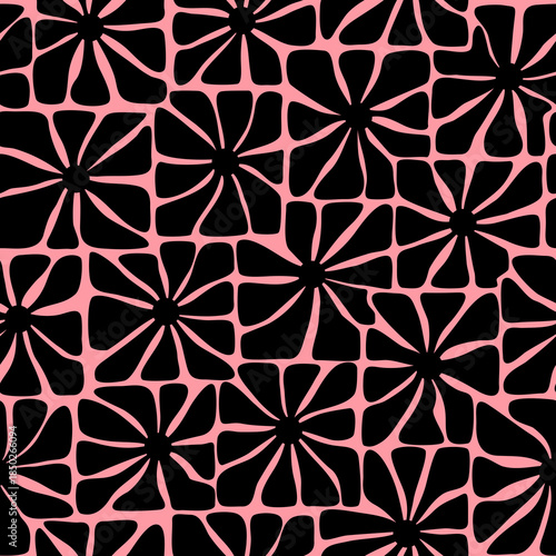 1970s daisy chamomile flowers. Beautiful floral seamless pattern