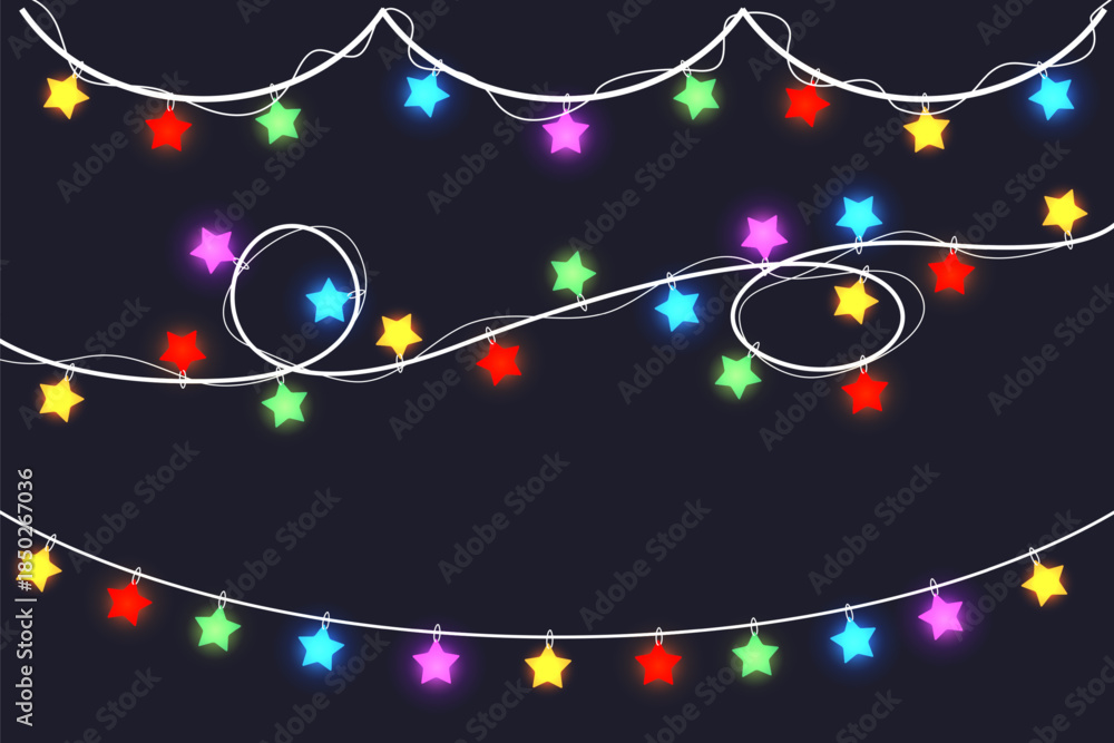 Naklejka premium olorful Christmas lights bulbs garlands. Lights bulbs for Christmas decoration