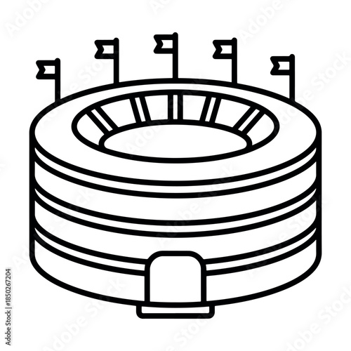 Stadium building line icon. Sports arena vector illustration.
