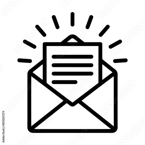 Open envelope with letter line icon. Email message vector illustration.
