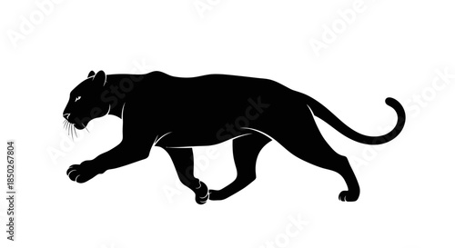 Black Panther Silhouette in Stealth Walking Pose