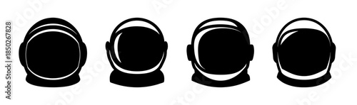 A monochrome illustration of four abstract shapes resembling stylized paper clips in black and white